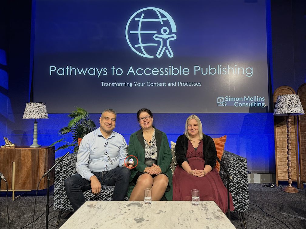 Arty attending a Pathways to Accessible Publishing event panel