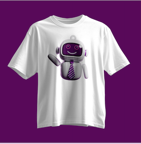 White t-shirt featuring ARTY waving